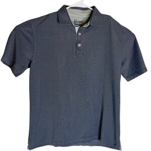 Haspel Men's Charcoal Heather Textured Knit Polo Shirt‎ Size Medium